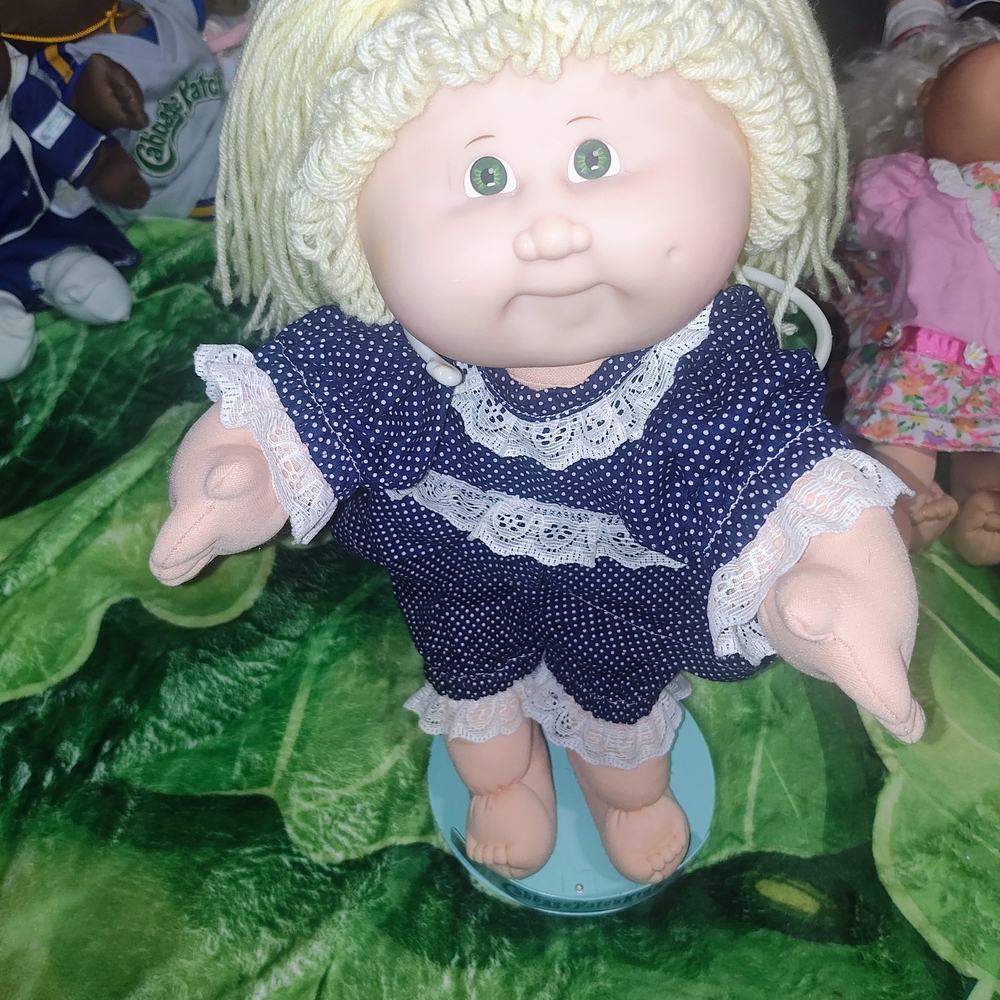 Cpk Doll with Blue Polka Dot Outfit and Lace Trim